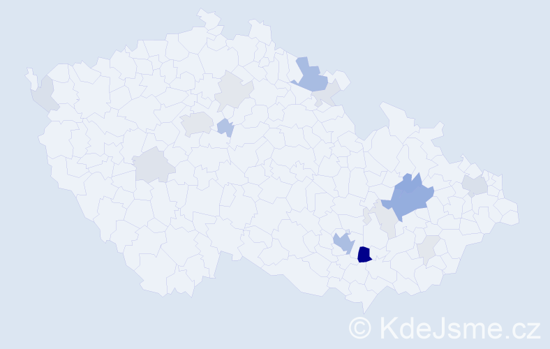 Příjmení: 'Gec', počet výskytů 57 v celé ČR