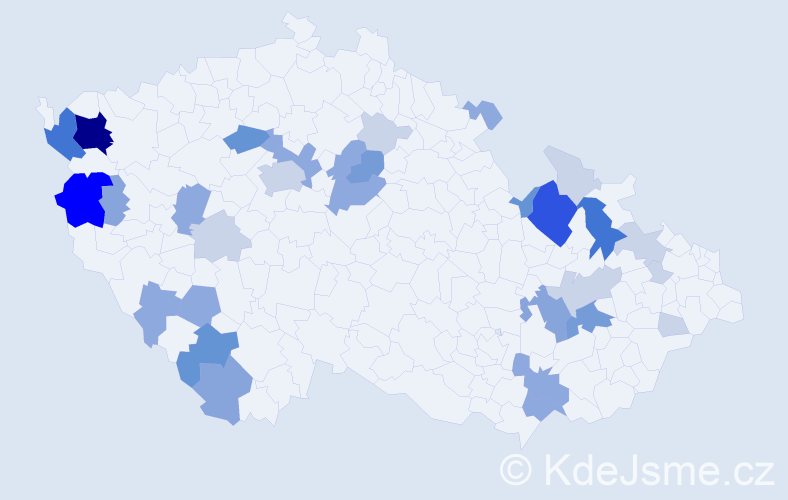 Příjmení: 'Dulovec', počet výskytů 107 v celé ČR