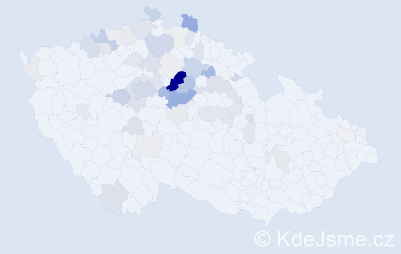 Příjmení: 'Kvíz', počet výskytů 188 v celé ČR