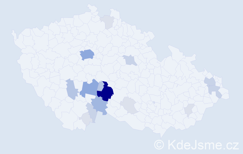 Příjmení: 'Tušil', počet výskytů 57 v celé ČR