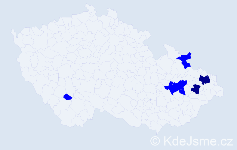 Příjmení: 'Kučavíková', počet výskytů 8 v celé ČR