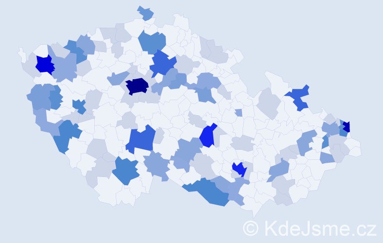 Příjmení: 'Szabóová', počet výskytů 253 v celé ČR