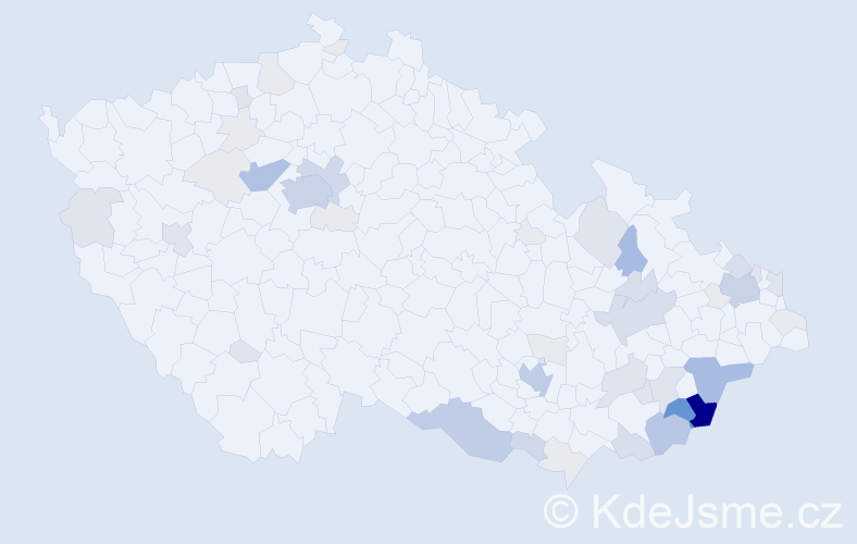 Příjmení: 'Pinďáková', počet výskytů 190 v celé ČR