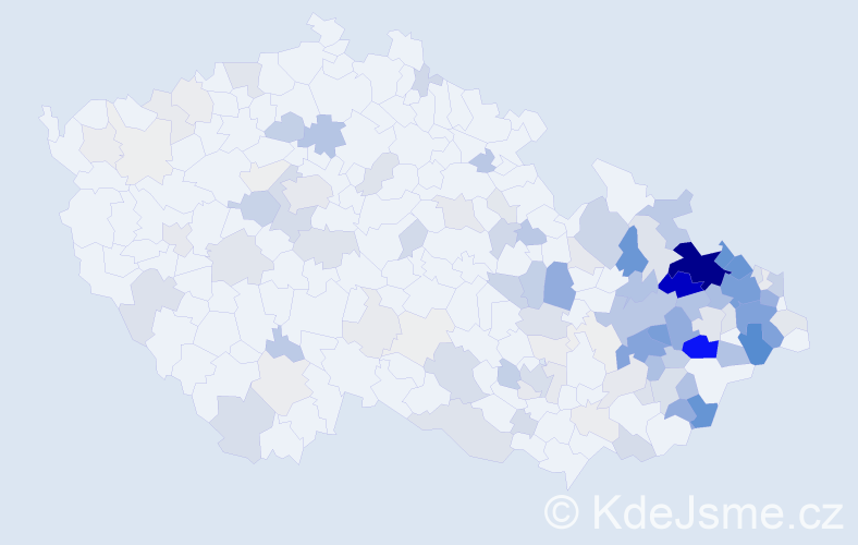 Příjmení: 'Onderka', počet výskytů 646 v celé ČR