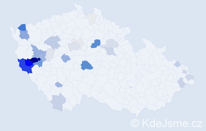Příjmení: 'Toupal', počet výskytů 118 v celé ČR
