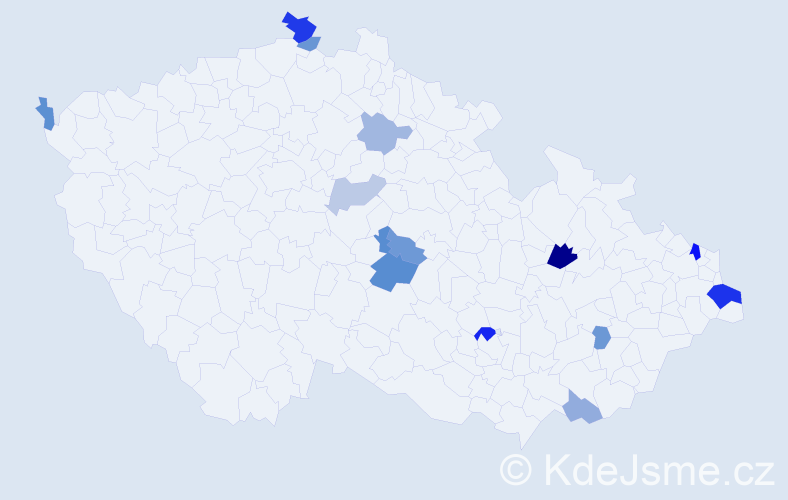 Příjmení: 'Kopásek', počet výskytů 26 v celé ČR