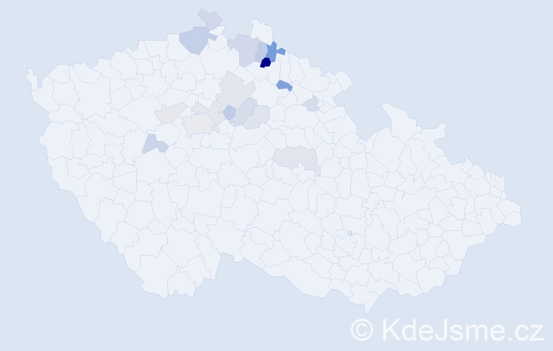Příjmení: 'Číla', počet výskytů 64 v celé ČR