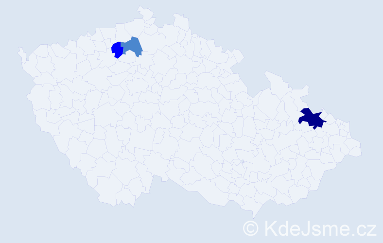 Příjmení: 'Rezbárik', počet výskytů 6 v celé ČR