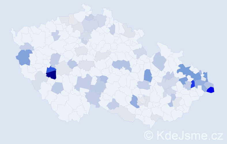 Příjmení: 'Duraj', počet výskytů 172 v celé ČR