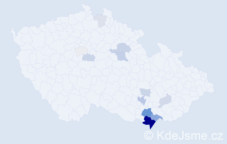 Příjmení: 'Kycl', počet výskytů 36 v celé ČR