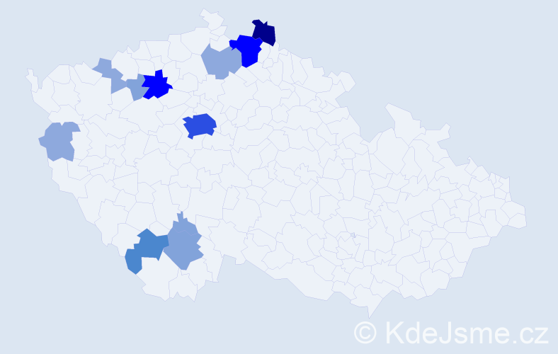Příjmení: 'Rajn', počet výskytů 38 v celé ČR