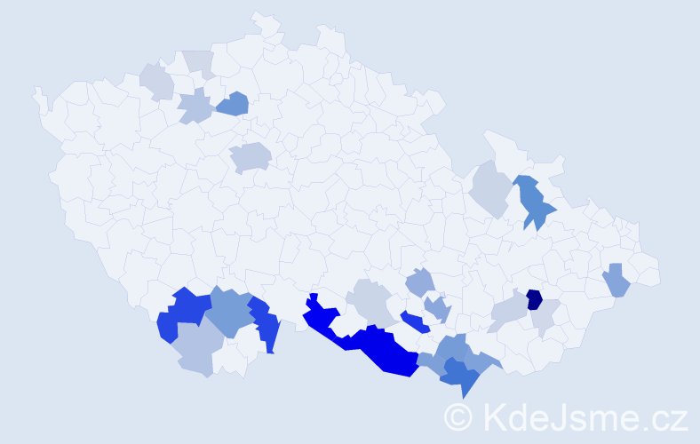 Příjmení: 'Waldová', počet výskytů 83 v celé ČR