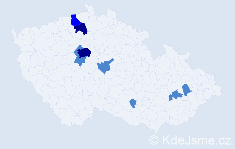 Příjmení: 'Kodajová', počet výskytů 13 v celé ČR