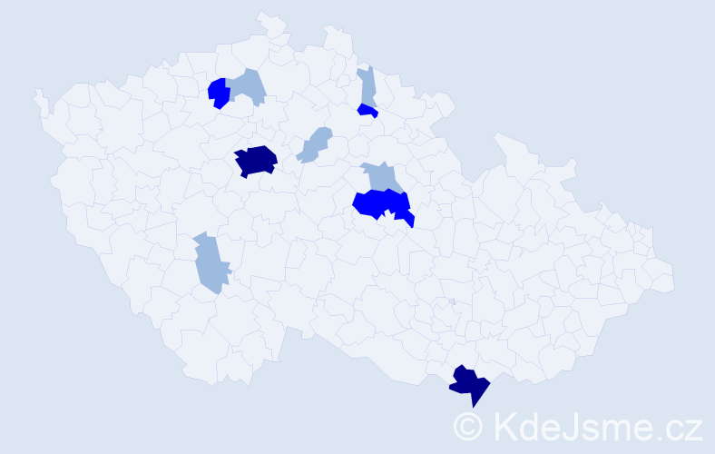 Příjmení: 'Heváková', počet výskytů 22 v celé ČR