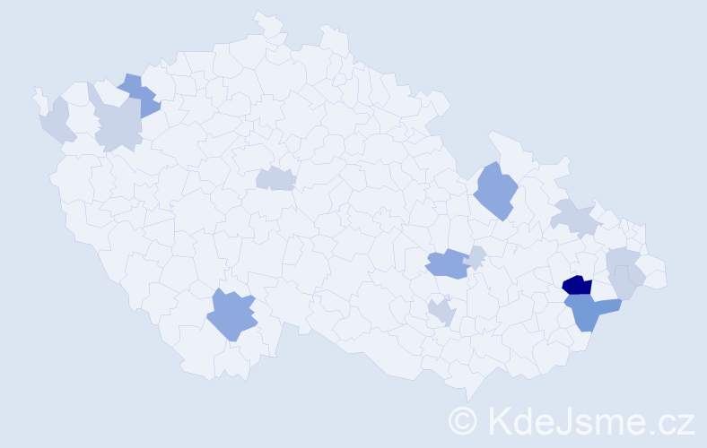 Příjmení: 'Zavičák', počet výskytů 34 v celé ČR