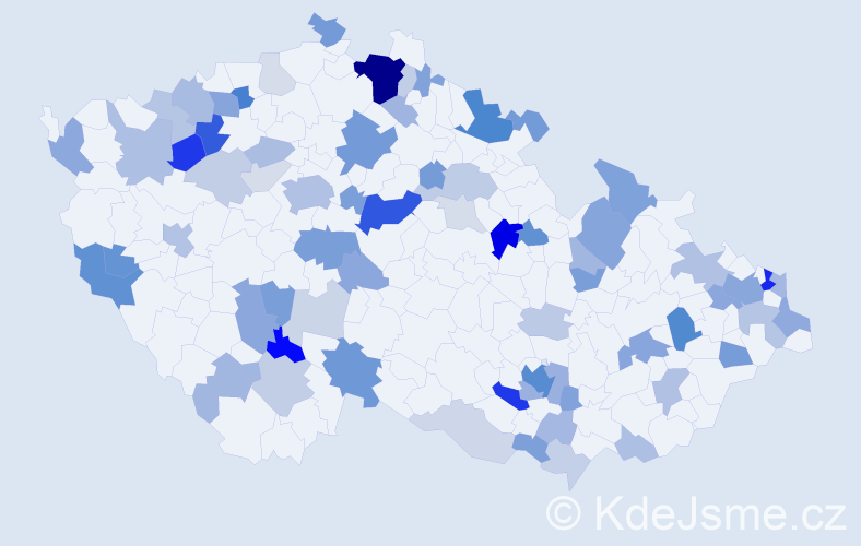 Příjmení: 'Farkasová', počet výskytů 188 v celé ČR