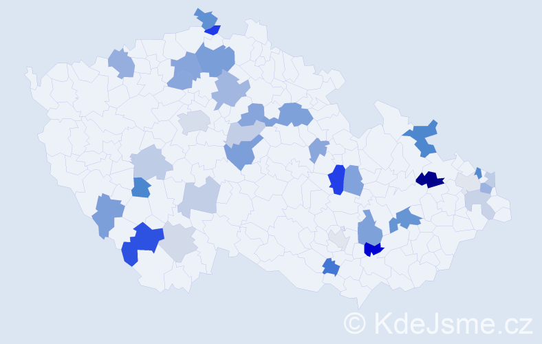 Příjmení: 'Čelková', počet výskytů 62 v celé ČR