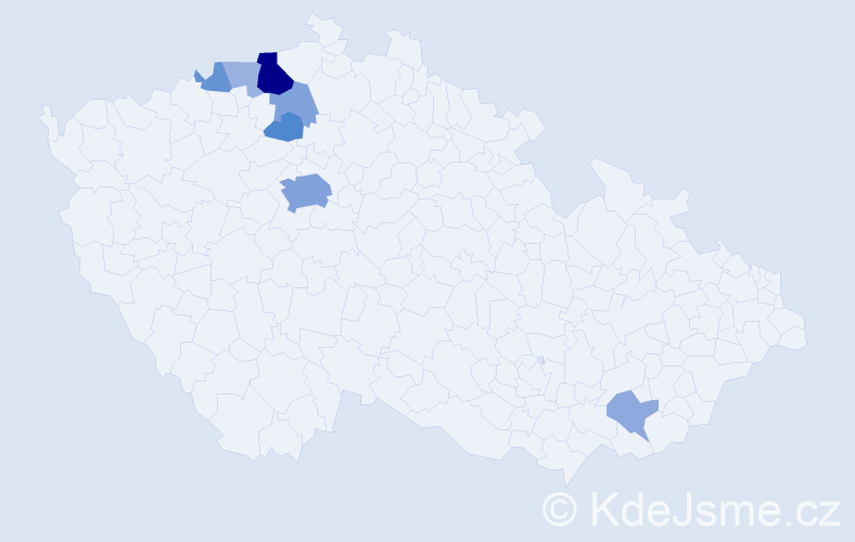 Příjmení: 'Tipta', počet výskytů 22 v celé ČR