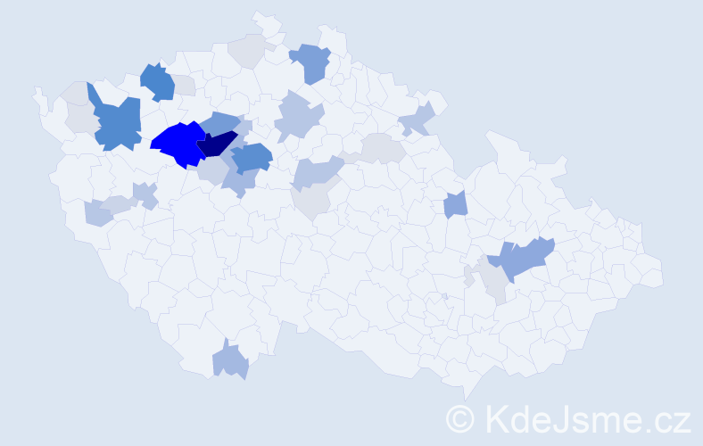 Příjmení: 'Rohla', počet výskytů 144 v celé ČR