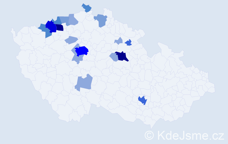 Příjmení: 'Klimpl', počet výskytů 52 v celé ČR