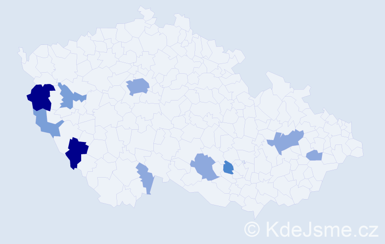 Příjmení: 'Mautnerová', počet výskytů 26 v celé ČR