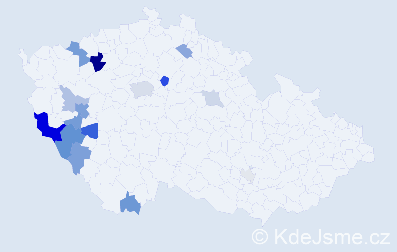 Příjmení: 'Kamen', počet výskytů 34 v celé ČR