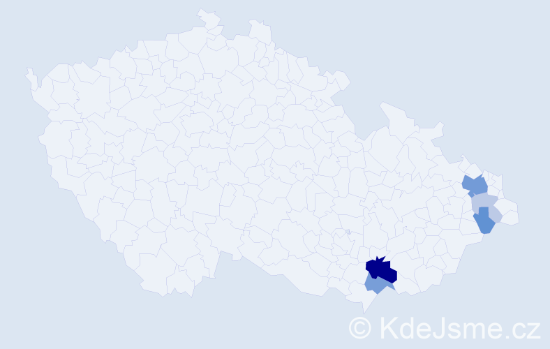 Příjmení: 'Hutín', počet výskytů 17 v celé ČR