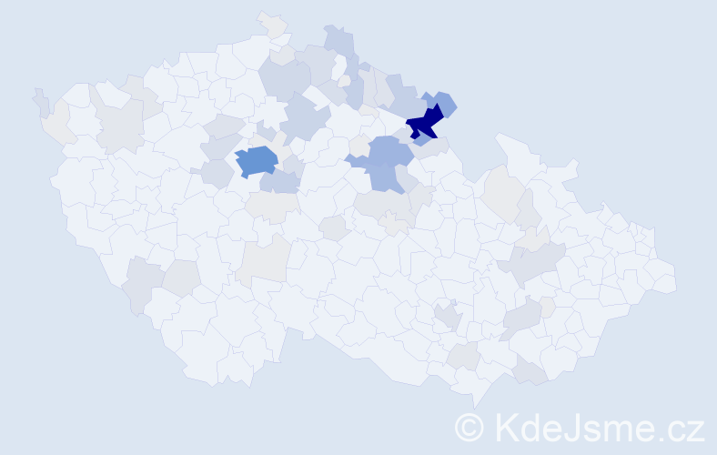 Příjmení: 'Ducháč', počet výskytů 304 v celé ČR