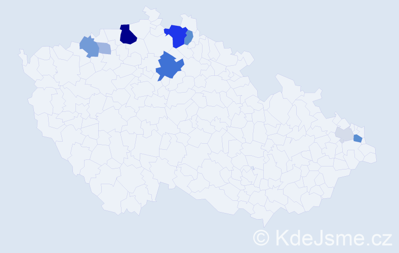 Příjmení: 'Bábel', počet výskytů 27 v celé ČR