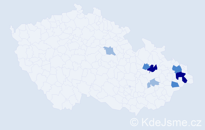 Příjmení: 'Sajdáková', počet výskytů 16 v celé ČR