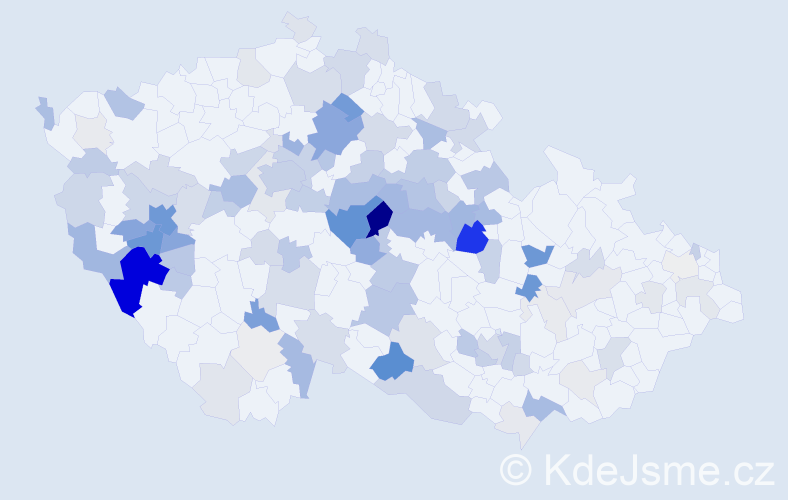 Příjmení: 'Kličková', počet výskytů 408 v celé ČR