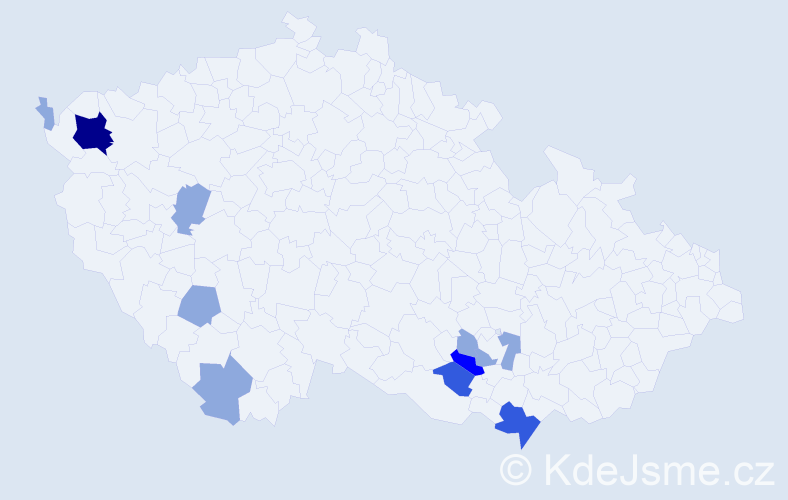 Příjmení: 'Čudanová', počet výskytů 21 v celé ČR