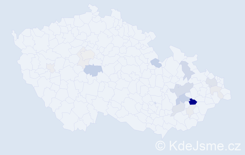 Příjmení: 'Sanitráková', počet výskytů 45 v celé ČR