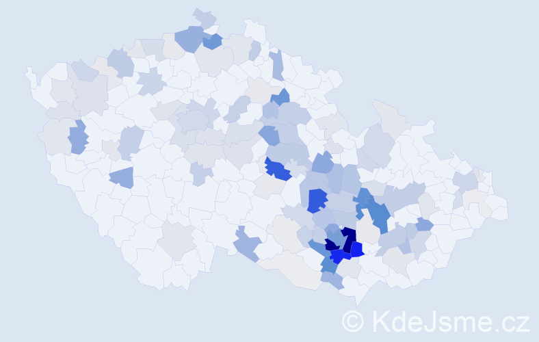 Příjmení: 'Kalvoda', počet výskytů 512 v celé ČR