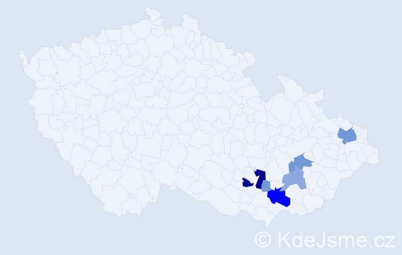 Příjmení: 'Gajárek', počet výskytů 18 v celé ČR