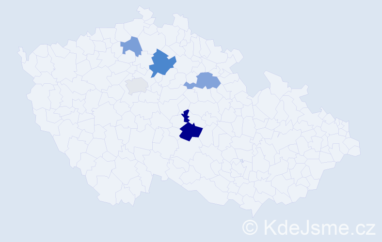 Příjmení: 'Cápová', počet výskytů 18 v celé ČR