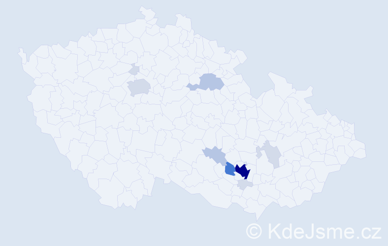 Příjmení: 'Vižďová', počet výskytů 34 v celé ČR