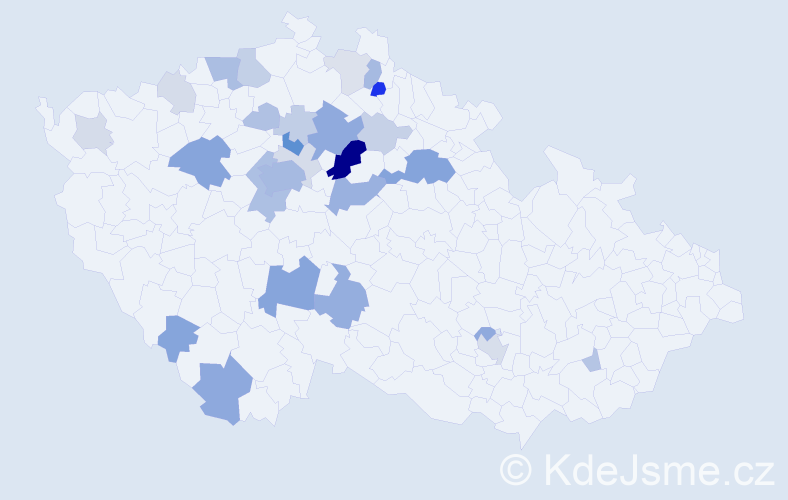 Příjmení: 'Kordačová', počet výskytů 85 v celé ČR