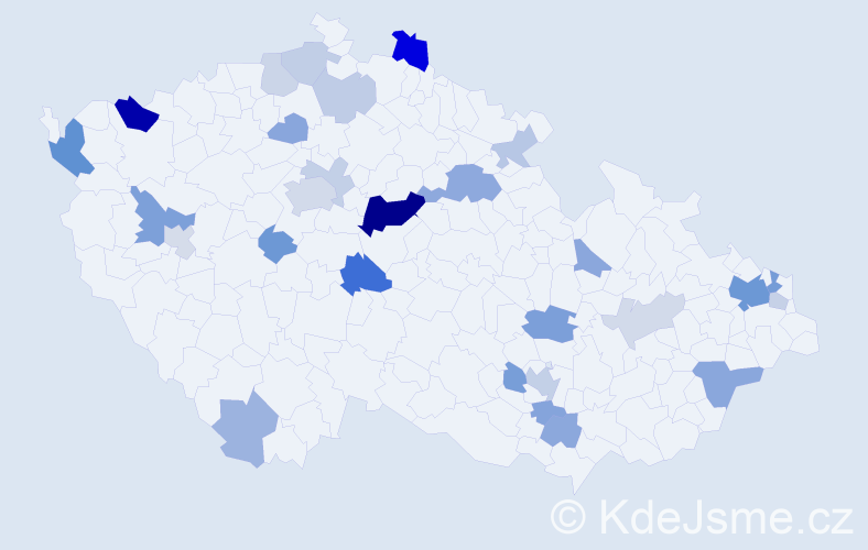 Příjmení: 'Hamar', počet výskytů 67 v celé ČR