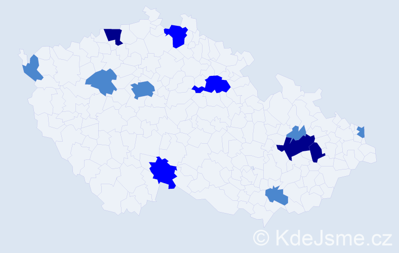 Příjmení: 'Hornik', počet výskytů 21 v celé ČR