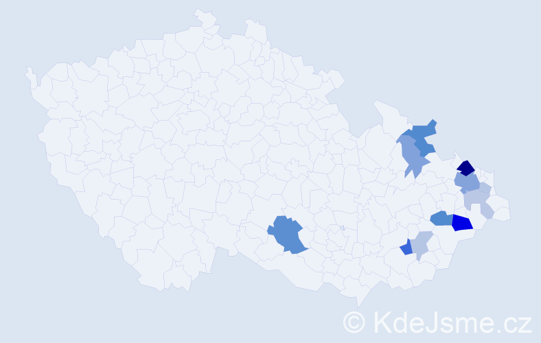 Příjmení: 'Kij', počet výskytů 25 v celé ČR