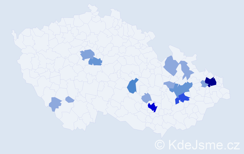 Příjmení: 'Dolinková', počet výskytů 40 v celé ČR