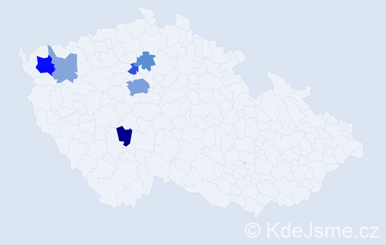 Příjmení: 'Rymonová', počet výskytů 17 v celé ČR