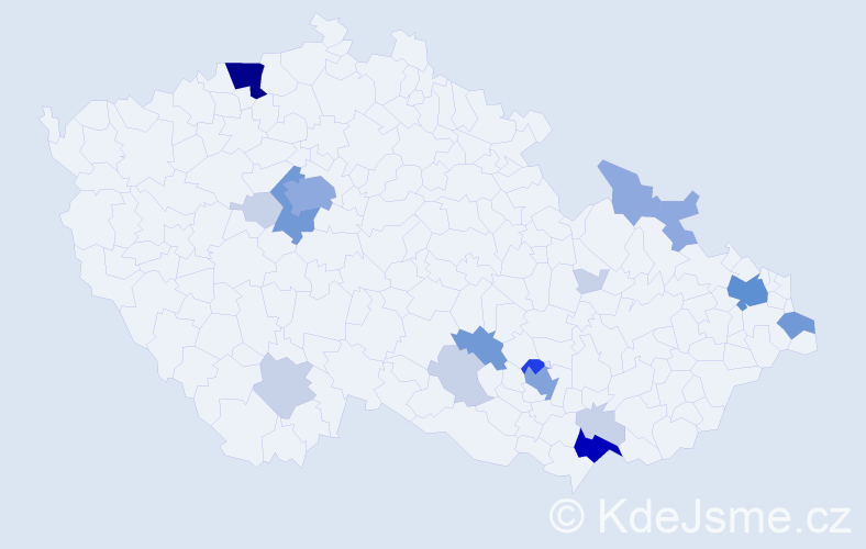 Příjmení: 'Koštoval', počet výskytů 62 v celé ČR
