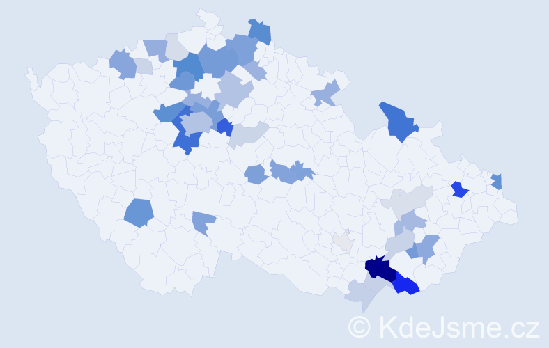 Příjmení: 'Poštolka', počet výskytů 117 v celé ČR