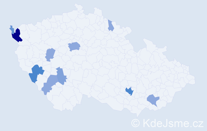 Příjmení: 'Weinmannová', počet výskytů 27 v celé ČR
