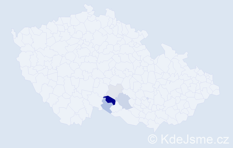 Příjmení: 'Vaňoušková', počet výskytů 9 v celé ČR