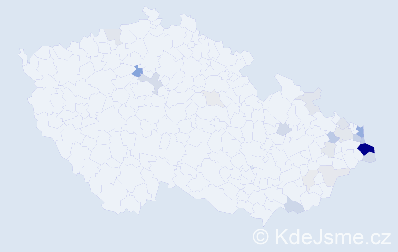 Příjmení: 'Kloda', počet výskytů 81 v celé ČR