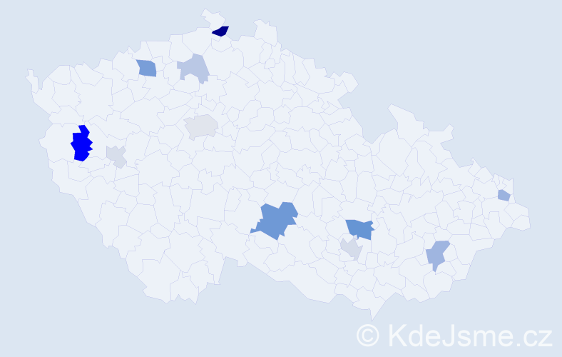 Příjmení: 'Hlaváčiková', počet výskytů 26 v celé ČR