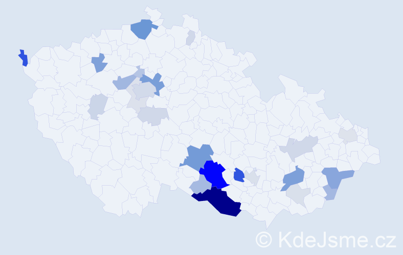 Příjmení: 'Česneková', počet výskytů 104 v celé ČR